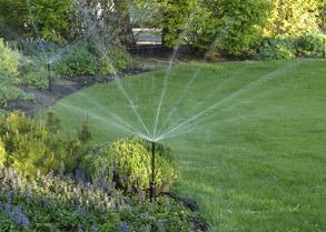 Harmony Outdoors Irrigation sprinkler head in landscape flower bed. Lawn sprinklers, landscape lighting, Haymarket, Virginia, Gainesville, Irrigation contractror, Manassas, Prince William County, Dominion Valley, Piedmont, Ashburn and surrounding areas.